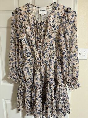 Sam Edelman Blue Floral Drawstring Waist Dress CSEW0542"